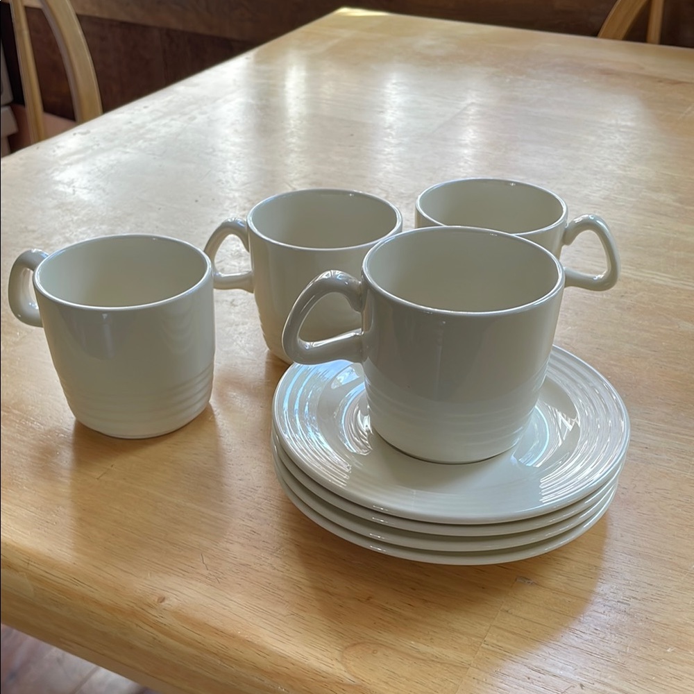 Elegant Off-White/Ivory Ceramic Cup and Saucer Set